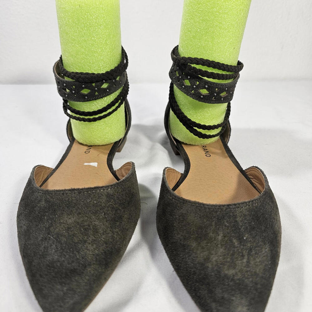 Lucky Brand Madoz Mary Jane Shoes Womens 9M Green Flat Nubuck Leather - Picture 2 of 8